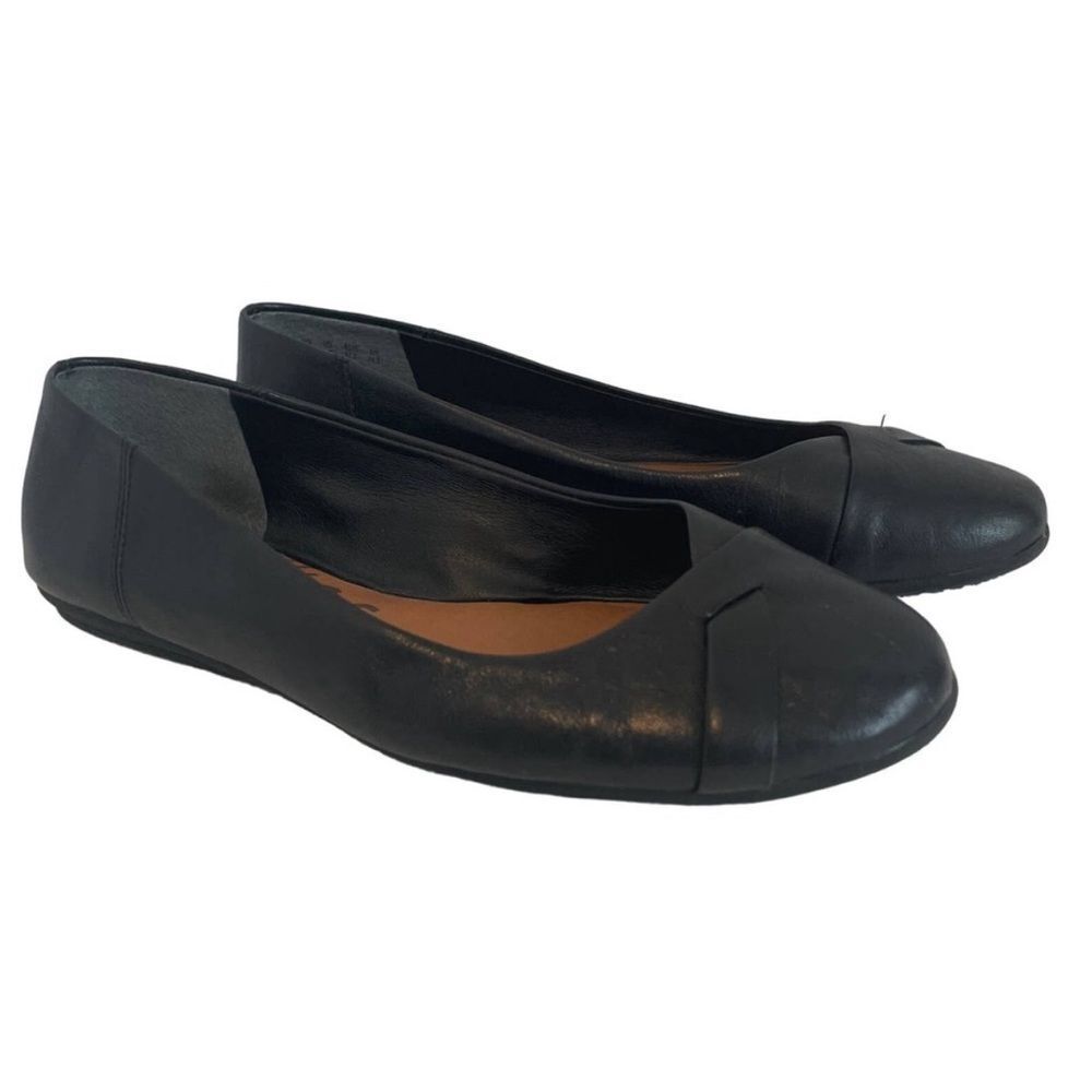 Zodiac Sadie 7.5 Black Leather Flat Shoes Slip On Woven Strap Work Casual Travel - Picture 2 of 12